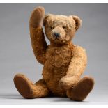A Bing cinnamon teddy bear, c1915-20, with swivel head and long arms, black boot button eyes, 41cm