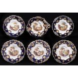 A John & William Ridgway cobalt ground dessert service, c1822-25, painted to the centre with figures