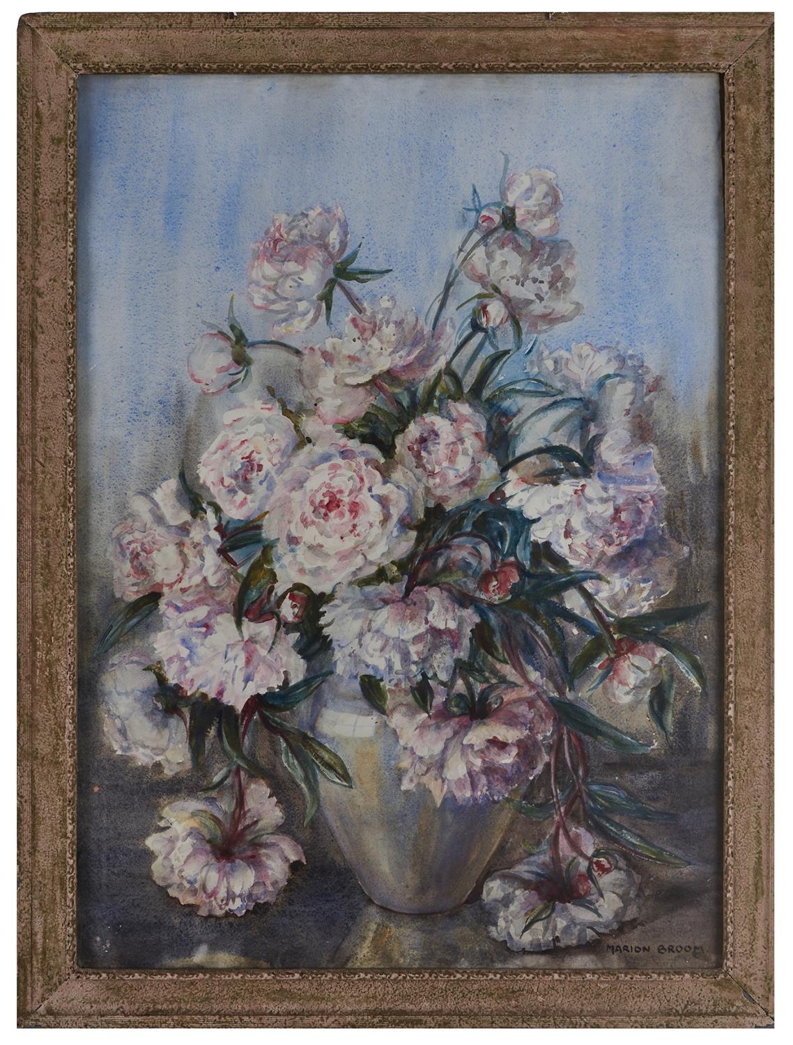 Marion Broom RWS (1878-1962) - A Vase of Flowers, signed, watercolour, 78 x 56cm Good condition, - Bild 2 aus 3