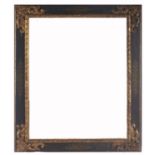 A giltwood and ebonised mirror or picture frame, 18th c, sight 90 x 72.5cm, section width 12cm Re-