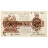 Bank Note. Treasury, Bradbury £1, G, about Vf