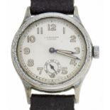 A J W Benson chromium plated boy's wristwatch, 30mm Heavily worn, little knocks and scratches around