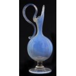 A Venetian revivalist opalescent glass ewer, late 19th c, 17cm h, a French or Bohemian overlay glass