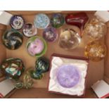 Eight Caithness and two Mdina glass paperweights and two Wedgwood and two Langham paperweights,