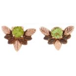 A pair of peridot stud earrings, in gold, 3.2g Good condition