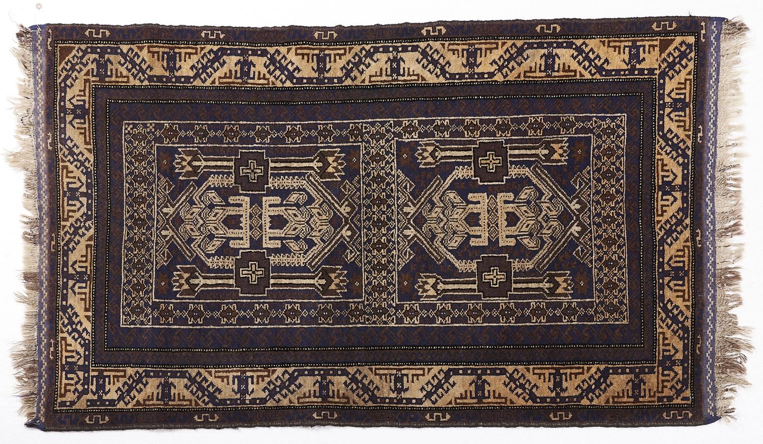 A Persian style dark blue ground rug, 89 x 149cm Good condition