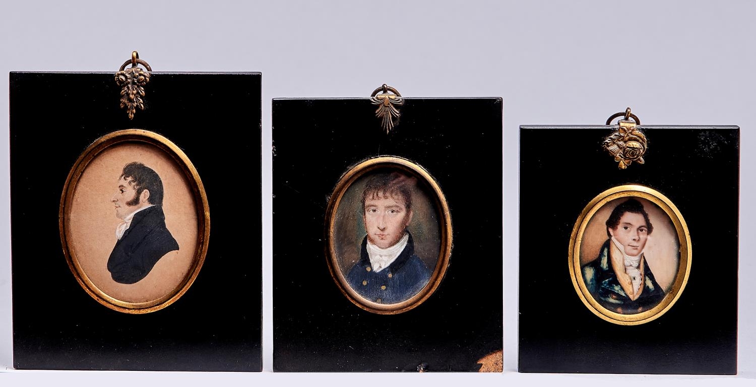 William Hamlett (Fl. 1785-1816) - Profile Portrait Miniature of a Gentleman, ink and watercolour