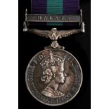 General Service Medal, EIIR, one clasp Malaya, 23485071 Gnr T W Parkinson RA