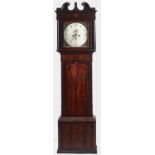 A Victorian mahogany eight day longcase clock, the painted dial with subsidiary dials and green