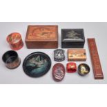 A collection of Japanese wood, lacquer and other decorative boxes, various sizes, mainly early