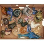 Twenty glass animal form paperweights, various styles and manufacturers, late 20th c, various