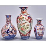 Three Japanese Imari vases, early 20th c, 40cm h and smaller Good condition
