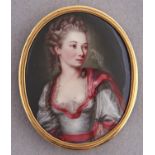 Pierre Andre Le Suire (1742 - after 1791)  Portrait Miniature of a young Lady, half length in a