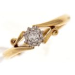 A diamond solitaire ring, illusion set, in 18ct gold, 3.7g, size N Good condition