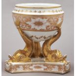 A Chamberlain's Worcester cream bowl, c1805-10, from a dessert service, on three richly burnished