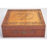 A fine French cut steel decorated satinwood writing box, early 19th c, the lid centred by the