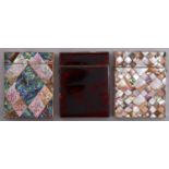 A Victorian tortoiseshell card case and two contemporary mother of pearl and abalone card cases, mid