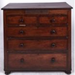 A Victorian mahogany crossbanded and inlaid chest of drawers, 110cm h; 55 x 114cm Localised veneer