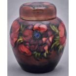A Moorcroft flambe Anemone ginger jar and cover, c1960, 14.5cm h, impressed marks, painted