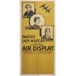 Poster. Famous lady aviators with The British Empire Air Display, poster on two sheets, printed by