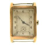 A  9ct gold rectangular wristwatch,  with Swiss movement, 25 x 31mm, import marked, G Stockwell &