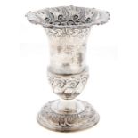 A George V silver vase, of campana shape, on domed foot, 13cm h, by Fenton Brothers Ltd, Sheffield