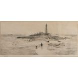 William Lionel Wyllie RA, RE (1851-1931) - St Mary's Island Lighthouse, Whitley Bay, etching, signed