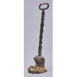 A Victorian brass lion's foot doorstop, mid 19th c, lead weighed, 38cm h Wear consistent with age,