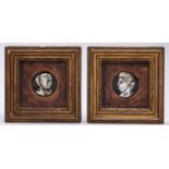 Oliver Messel (1904-1978). Miniature Heads, a pair, signed on the reverse of the frame Return To