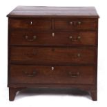 A George III mahogany chest of drawers, line inlaid at later date, 89cm h; 52 x 100cm Some losses,