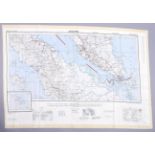 War Office Issue printed silk double sided map, Singapore and Penang 1957, marked in red