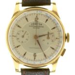 A Coresa 18ct gold gentleman's chronograph wristwatch, mid 20th c, 37mm Movement running when wound,