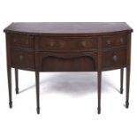 A bow fronted mahogany and line inlaid sideboard, early 20th c, with apron-drawer, 92cm h; 61 x