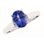 A tanzanite ring, in 14ct white gold, 2.2g, size O Good condition