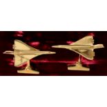 Asprey. A pair of 18ct gold Concorde cufflinks, the cockpit set with diamonds, 35mm, maker's mark,