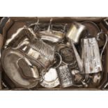 Miscellaneous plated ware, to include wine coasters, coffee pot, tea kettle and mug