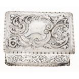 A Victorian die stamped silver trinket box, with crimped rim, 82mm l, by Charles Henry Dumenil,