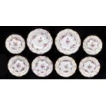 A set of eight Wileman & Co Foley China plates, c1900, printed and painted with festoons and gilt in