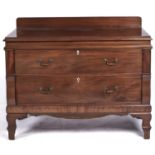 A Victorian mahogany chest of drawers adapted as a sideboard, brass handles, 107cm h; 53 x 132cm