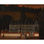 English Primitive Artist, 18th c - View of the West Front of Flaxley Abbey, oil on canvas, 51 x 62.