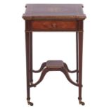 A French mahogany, tulipwood and inlaid table ambulant ?, 20th c, in Louis XVI style, with gilt