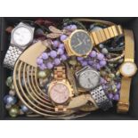 Miscellaneous vintage costume jewellery and watches