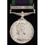 General Service Medal, one clasp Northern Ireland 24224857 Gnr M E Steele RA