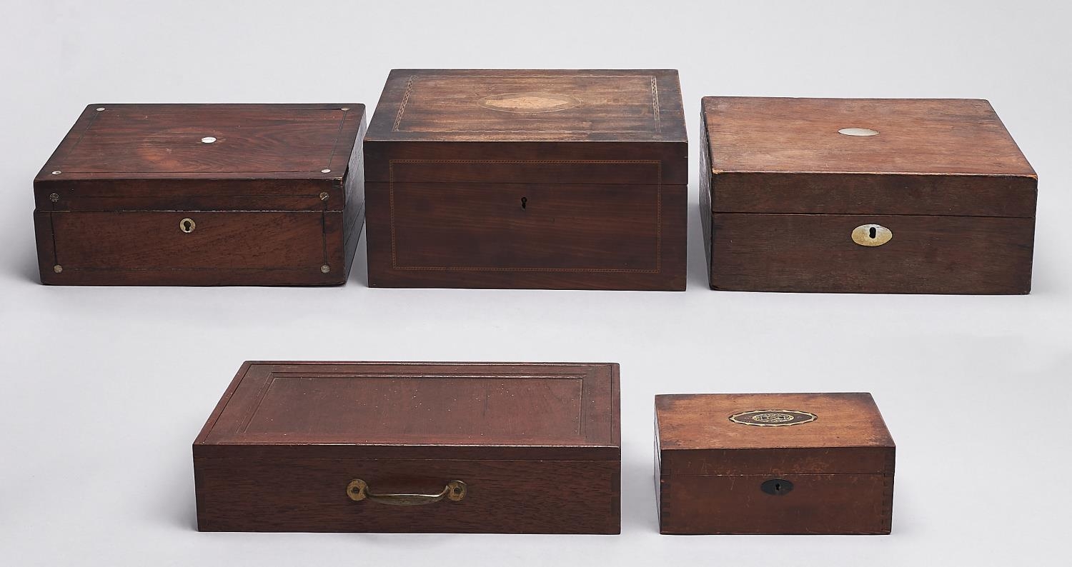 Miscellaneous Victorian rosewood, inlaid and other boxes and an oak box, with fitted interior,