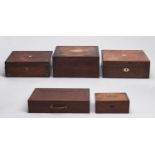 Miscellaneous Victorian rosewood, inlaid and other boxes and an oak box, with fitted interior,