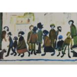 Laurence Stephen Lowry RA (1887-1976) - People Standing About, reproduction printed in colour,