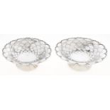 A pair of George V silver sweetmeat dishes, in the form of a stylised flower with concentric