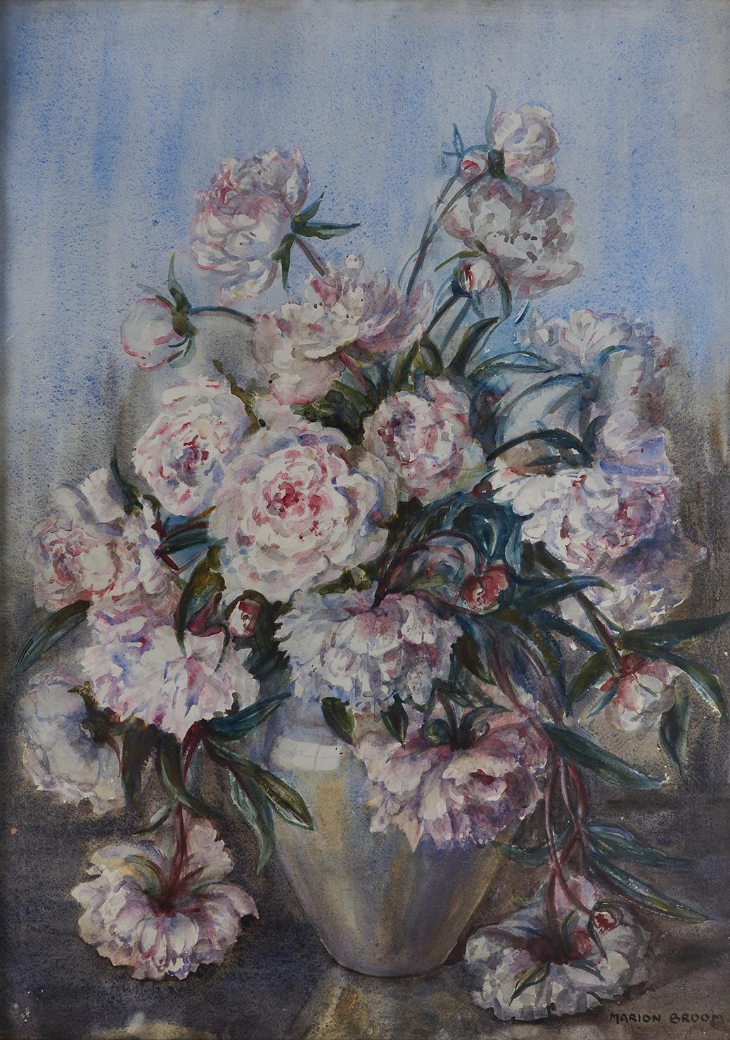 Marion Broom RWS (1878-1962) - A Vase of Flowers, signed, watercolour, 78 x 56cm Good condition,