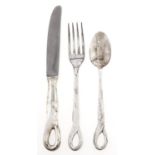 Tiffany & Co. A silver spoon, fork and silver hafted knife, 3ozs 1dwts weighable Good condition