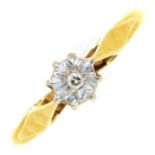 A diamond solitaire ring, illusion set in 18ct gold, Birmingham 1973, 2.9g, size J Good condition